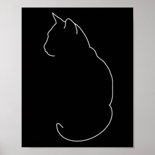 Simple Cat Line Drawing Poster