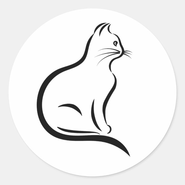 Simple Cat Outline Sticker – Minimalist Cat Lover  (Front)