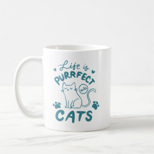 Simple Cat Quote Charming Paw Print Teal Lettering Coffee Mug