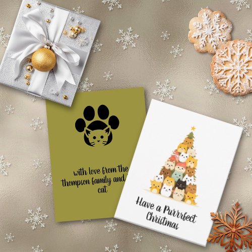 Simple Cat Tree Christmas Card