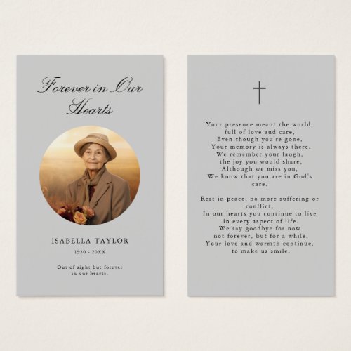 Simple Catholic Funeral Memorial Photo Prayer Card