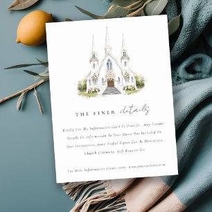 Simple Catholic Watercolor Church Wedding Details Enclosure Card