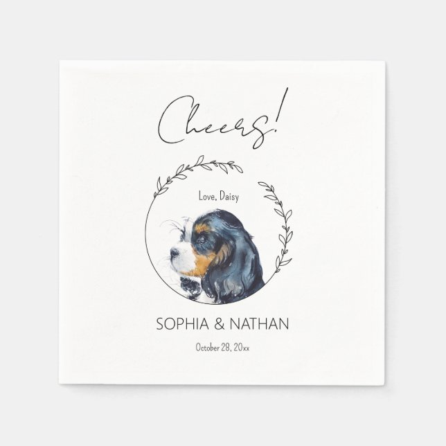 Simple Cavalier Dog Wedding Cocktail Napkins (Front)
