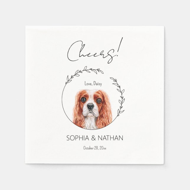 Simple Cavalier Dog Wedding Cocktail Napkins (Front)