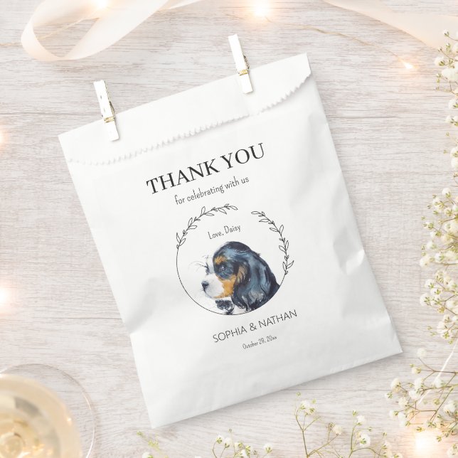 Simple Cavalier Dog Wedding Thank You Favor Bag (Clipped)