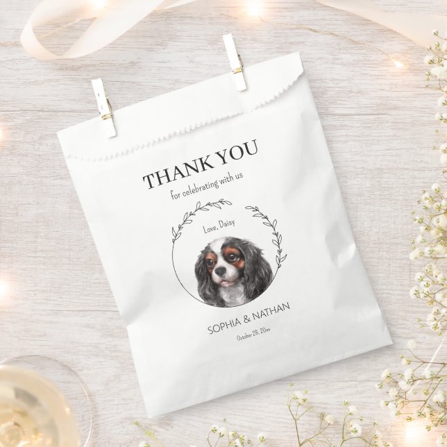 Simple Cavalier Dog Wedding Thank You Favor Bag (Clipped)