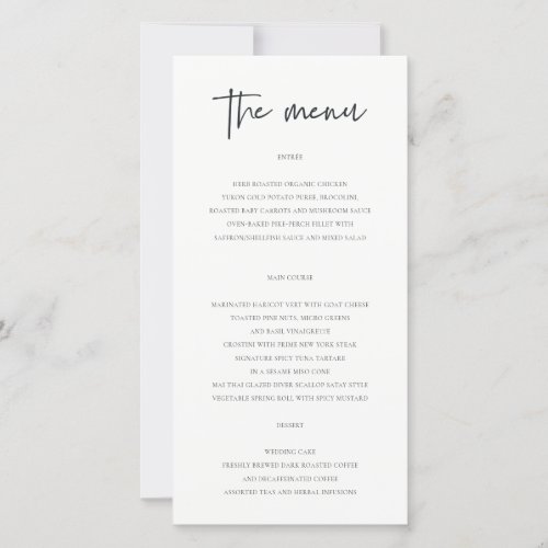 Simple Celebrate With Us Calligraphy Menu Card