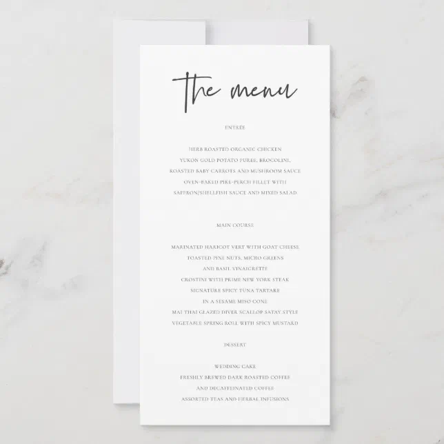 Simple Celebrate With Us Calligraphy Menu Card | Zazzle