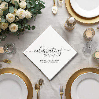 Simple Celebrating The Life Elegant Script Funeral Napkins