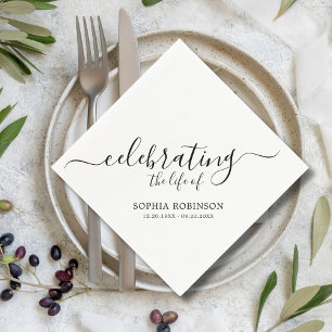 Simple Celebrating The Life Elegant Script Funeral Napkins