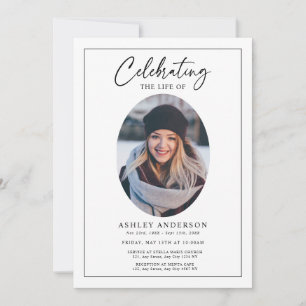Simple Celebration of Life Black White Funeral Invitation