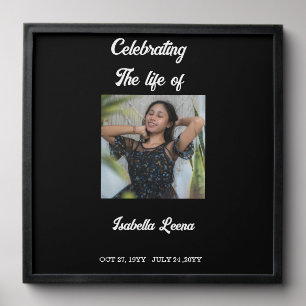 Simple Celebration of Life Funeral Memorial Photo Peel And Stick Photo Tile