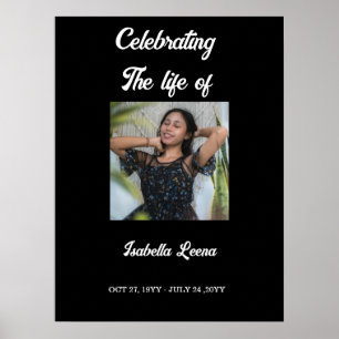 Simple Celebration of Life Funeral Memorial Photo Poster