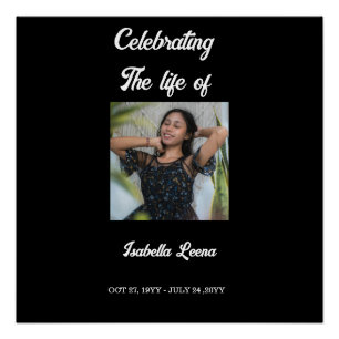 Simple Celebration of Life Funeral Memorial Photo Poster