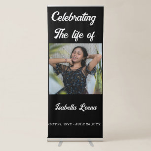 Simple Celebration of Life Funeral Memorial Photo Retractable Banner