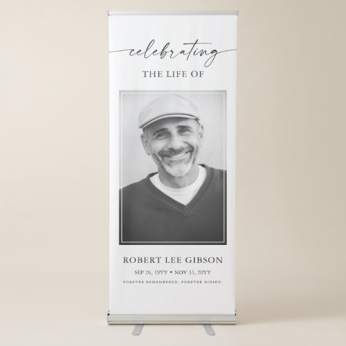 Simple Celebration of Life Funeral Memorial Photo Retractable Banner