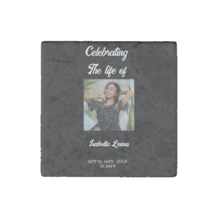 Simple Celebration of Life Funeral Memorial Photo Stone Magnet