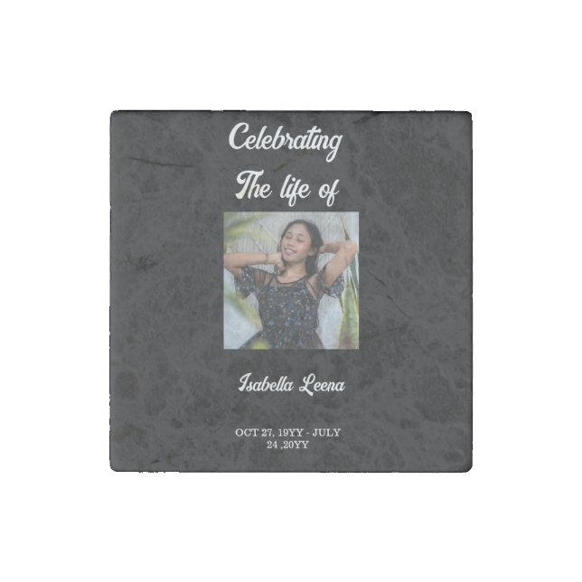 Simple Celebration of Life Funeral Memorial Photo Stone Magnet (Front)