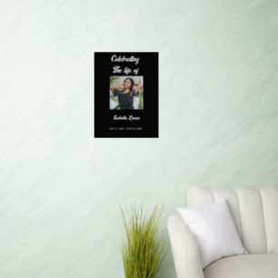 Simple Celebration of Life Funeral Memorial Photo Wall Decal