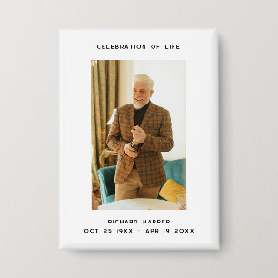 Simple Celebration Of Life Memorial Photo Button