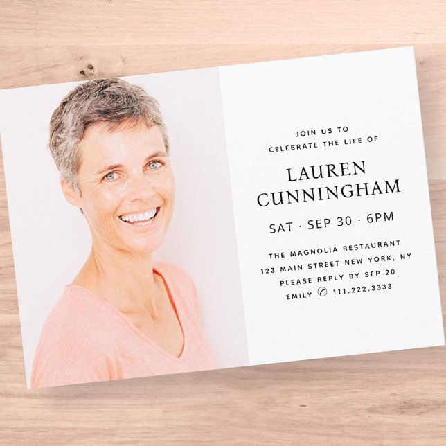 Simple Celebration of Life Modern Minimalist Photo Invitation (Creator Uploaded)