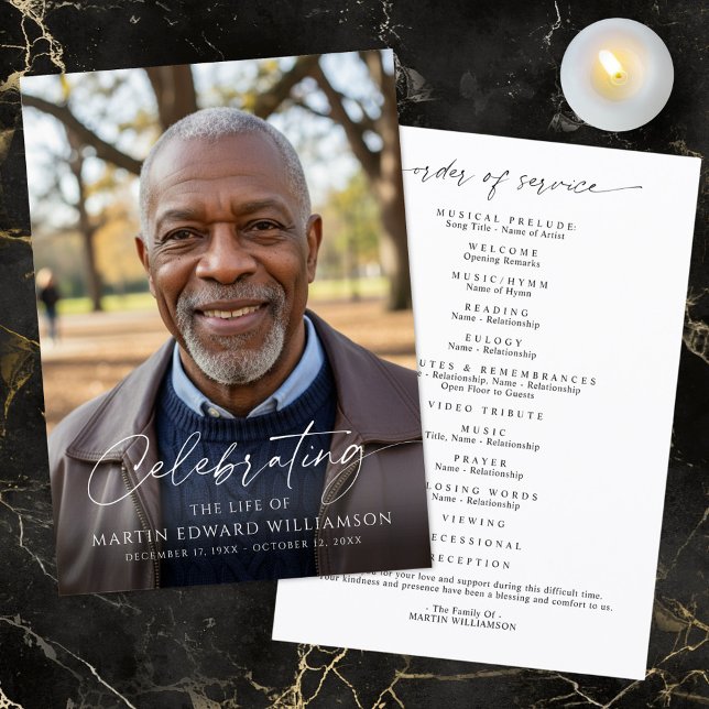 Simple Celebration of Life Photo Funeral Program (Creator Uploaded)