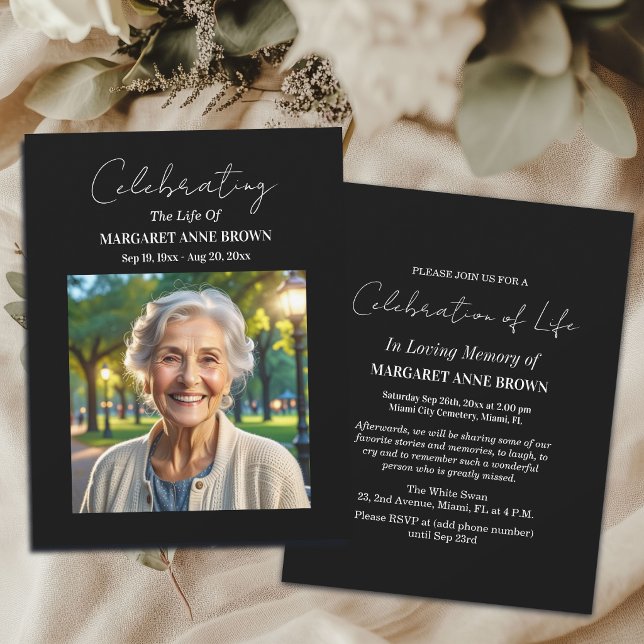 Simple Celebration Of Life Photo  Invitation (Creator Uploaded)