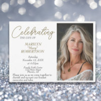 Simple Celebration of Life - Photo Memorial Invitation