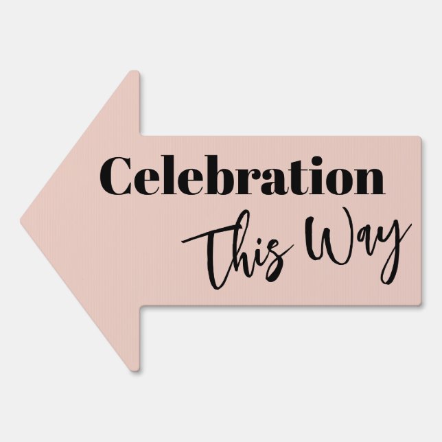 Simple Celebration This Way Blush Pink Arrow Sign (Front)