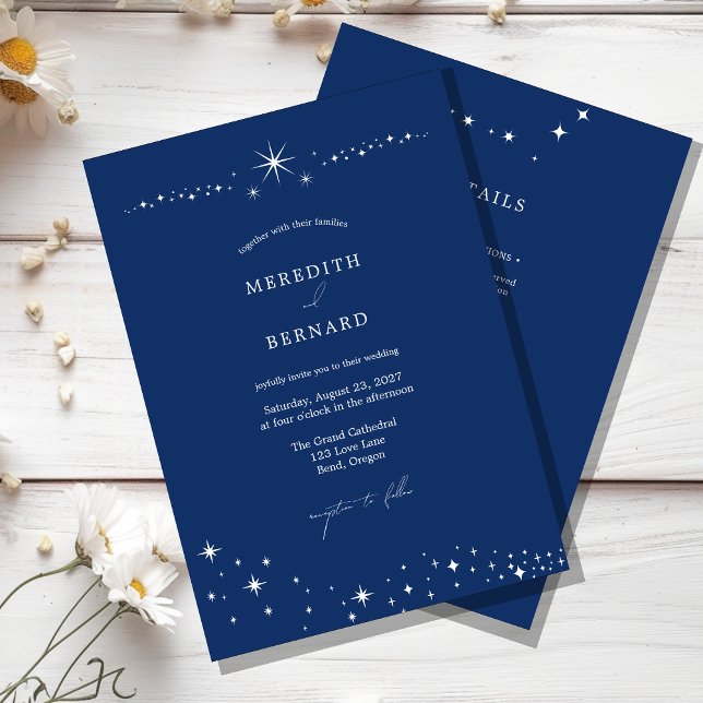 Simple Celestial Elegant Blue Wedding Details and Invitation (Creator Uploaded)