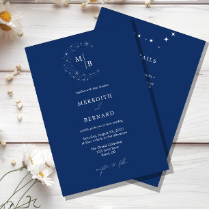 Simple Celestial Elegant Wedding Monogram Details Invitation