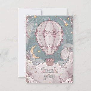 Simple Celestial Hot Air Balloon Thank You Card