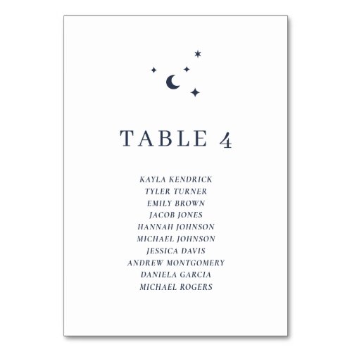 Simple Celestial Table Number with Guest Name