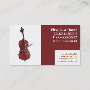 Simple cello lessons music business cards