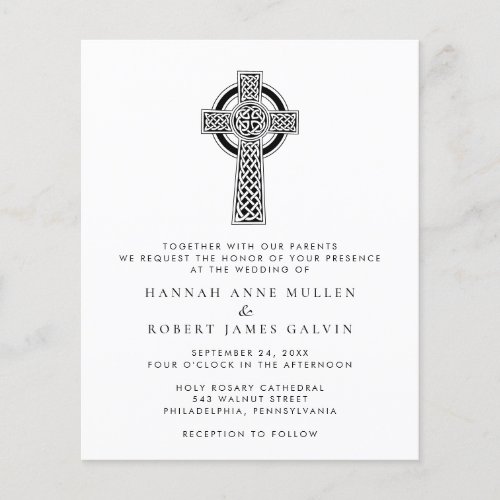 Simple Celtic Cross Wedding Invitation