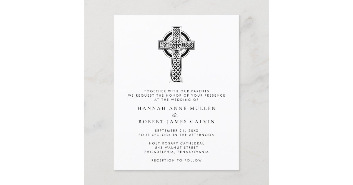 Simple Celtic Cross Wedding Invitation | Zazzle