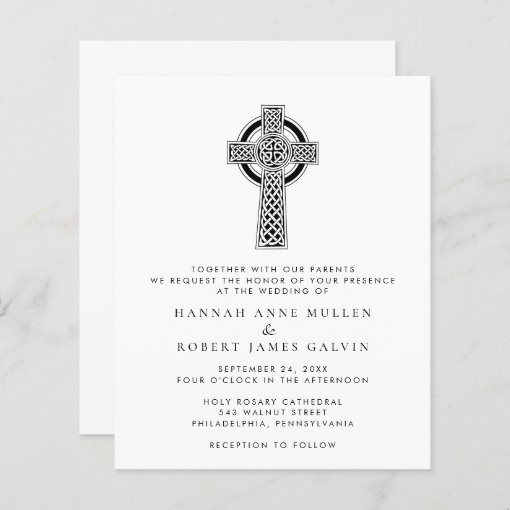 Simple Celtic Cross Wedding Invitation | Zazzle