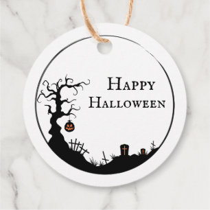  Simple Cemetery Halloween Birthday Favor Tags