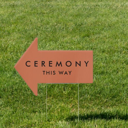 Simple Ceremony This Way Wedding Terracotta Arrow Sign
