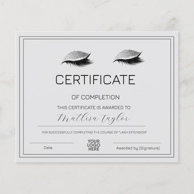 Simple Certificate of Completion Add Logo Custom (Front)