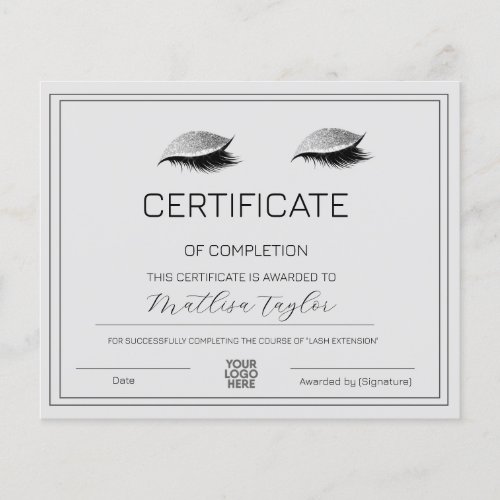 Simple Certificate of Completion Add Logo Custom