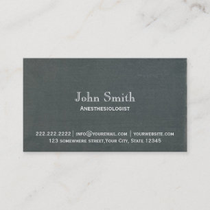 Simple Chalkboard Anesthesiologist Business Card