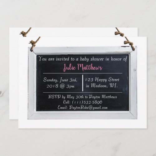 Simple Chalkboard Baby Shower Invitations