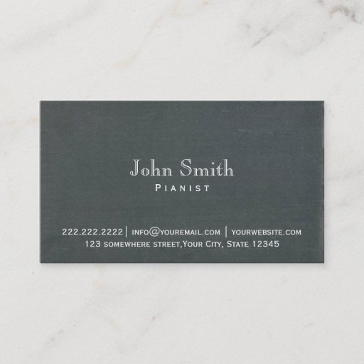 Customizable Simple Chalkboard Background Pianist Business Card