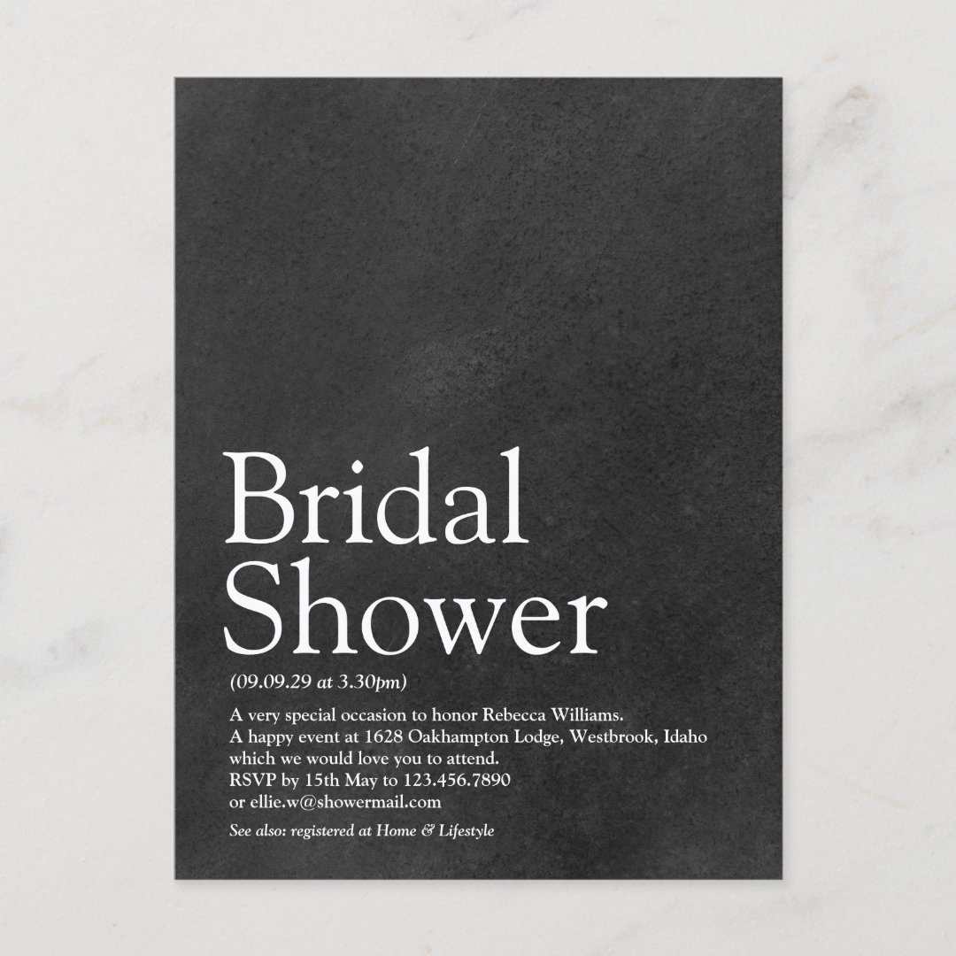 Simple Chalkboard Bridal Shower Definition Invite Zazzle