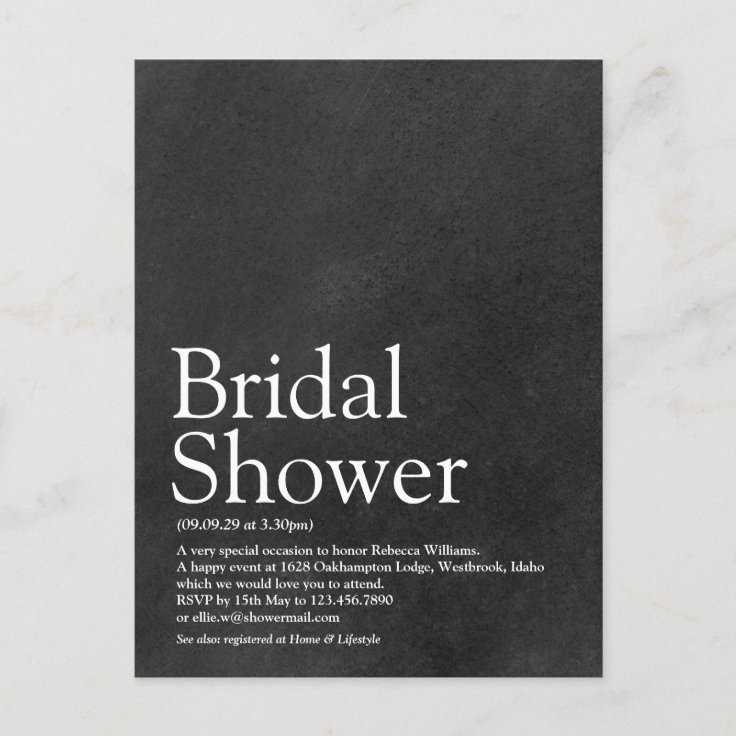 Simple Chalkboard Bridal Shower Definition Invite Zazzle