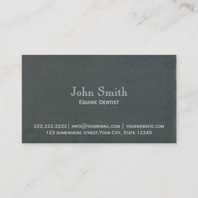 Simple Chalkboard Equine Dentist Business Card (Front)