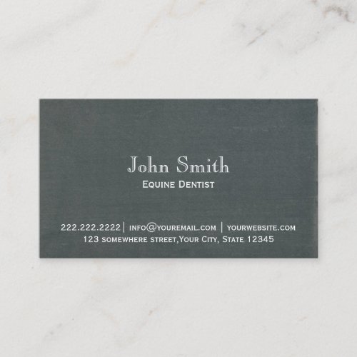 Simple Chalkboard Equine Dentist Business Card