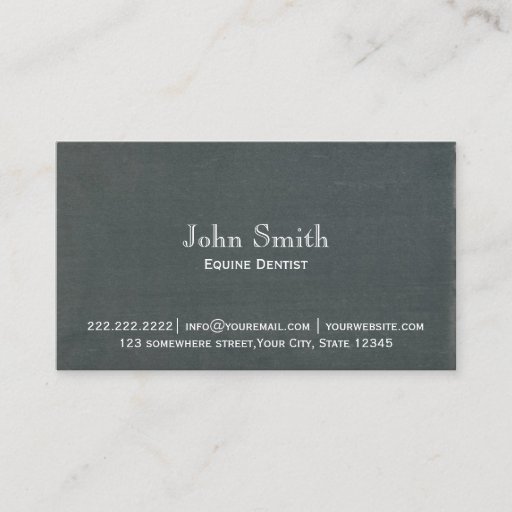 Customizable Simple Chalkboard Equine Dentist Business Card