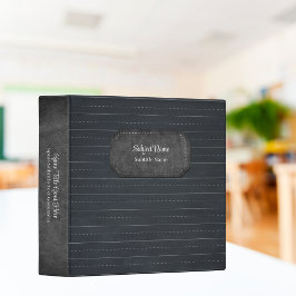 Simple Chalkboard Lines with Faux Leather Trim 3 Ring Binder